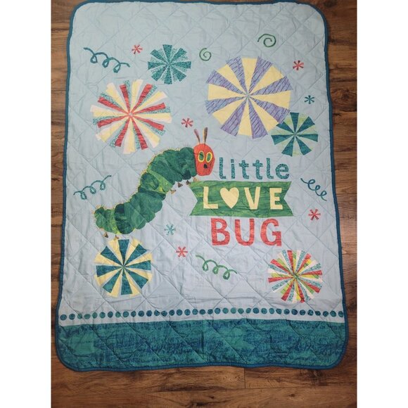 Crib Quilt Blanket Eric Carle Very Hungry Caterpillar Colorful Playroom 58X42” - Picture 2 of 11